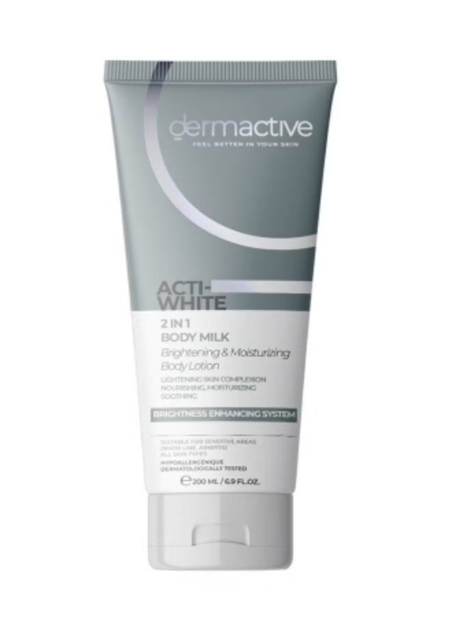 DERMACTIVE Acti-White 2-in-1 Body Milk Brightening & Moisturizing Lotion – 200 ml